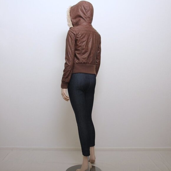 Ashley by 26 international Leather Jacket with Detachable Faux Fur Hood - Picture 5 of 14